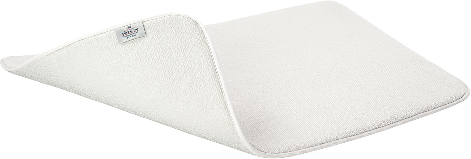 image:imageAmerican Soft Linen Bath Rug 20 in 34 in 100 Cotton Bath Mats Rugs for Bathroom Slip Reducer Washable Shaggy Form Area Rugs Aqua Blue Bath RugBright White