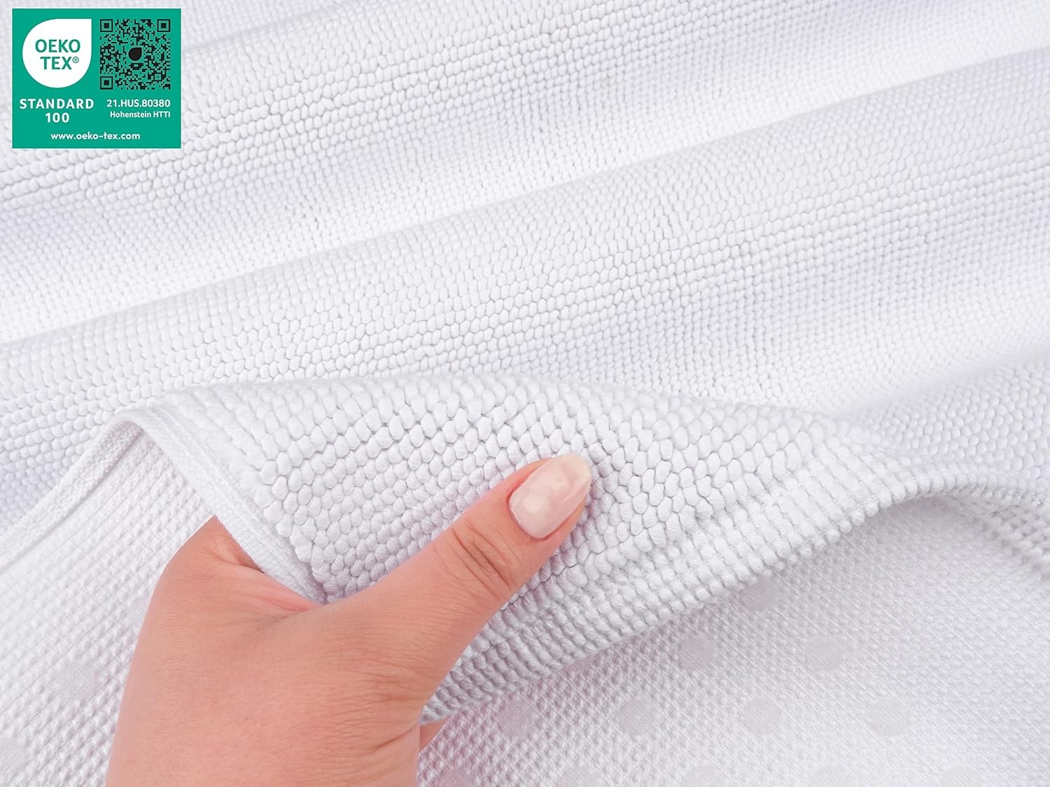 image:imageAmerican Soft Linen Bath Rug 20 in 34 in 100 Cotton Bath Mats Rugs for Bathroom Slip Reducer Washable Shaggy Form Area Rugs Aqua Blue Bath RugBright White
