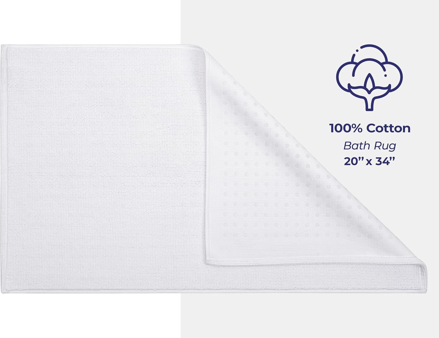 image:imageAmerican Soft Linen Bath Rug 20 in 34 in 100 Cotton Bath Mats Rugs for Bathroom Slip Reducer Washable Shaggy Form Area Rugs Aqua Blue Bath RugBright White