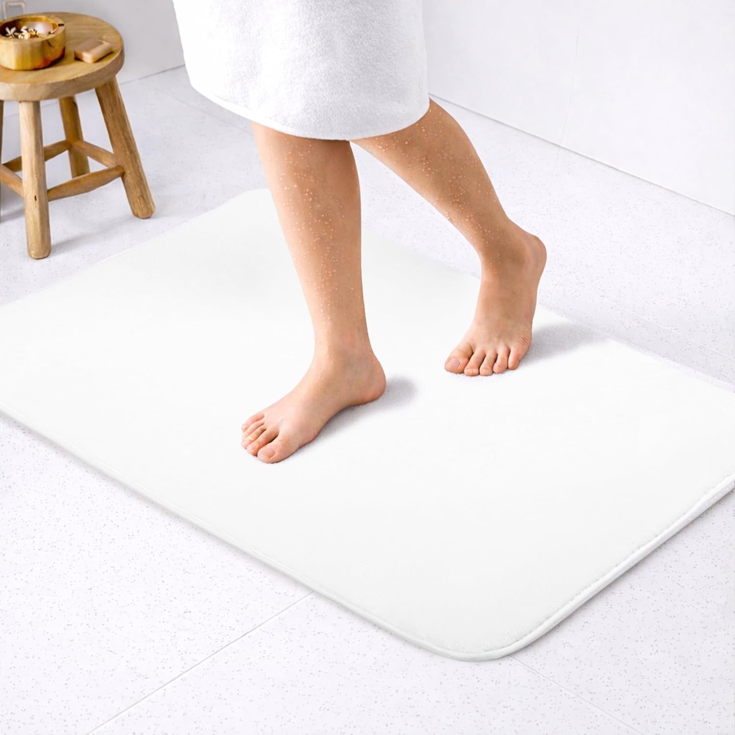 image:imageAmerican Soft Linen Bath Rug 20 in 34 in 100 Cotton Bath Mats Rugs for Bathroom Slip Reducer Washable Shaggy Form Area Rugs Aqua Blue Bath RugBright White