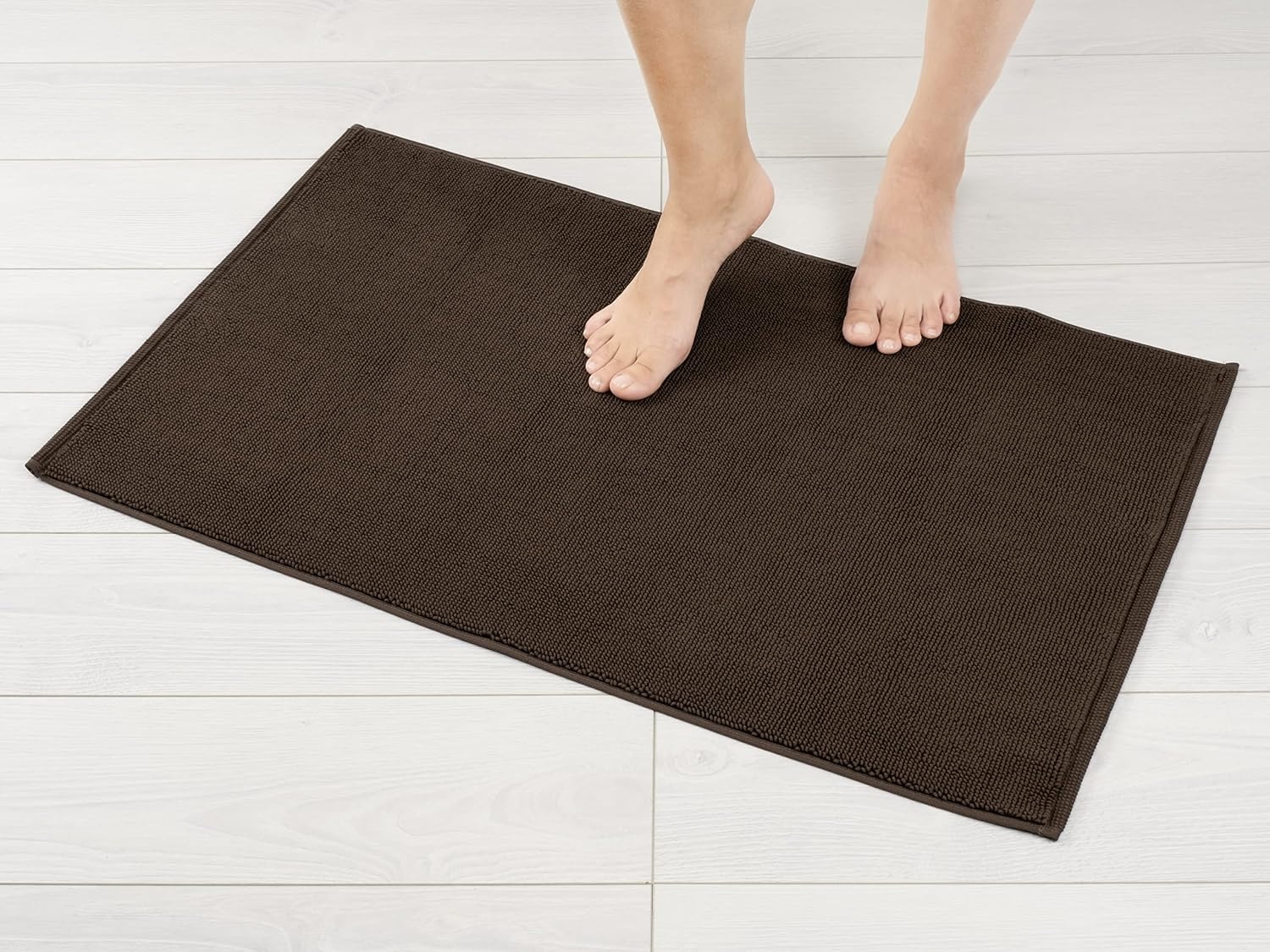 image:imageAmerican Soft Linen Bath Rug 20 in 34 in 100 Cotton Bath Mats Rugs for Bathroom Slip Reducer Washable Shaggy Form Area Rugs Aqua Blue Bath RugChocolate Brown