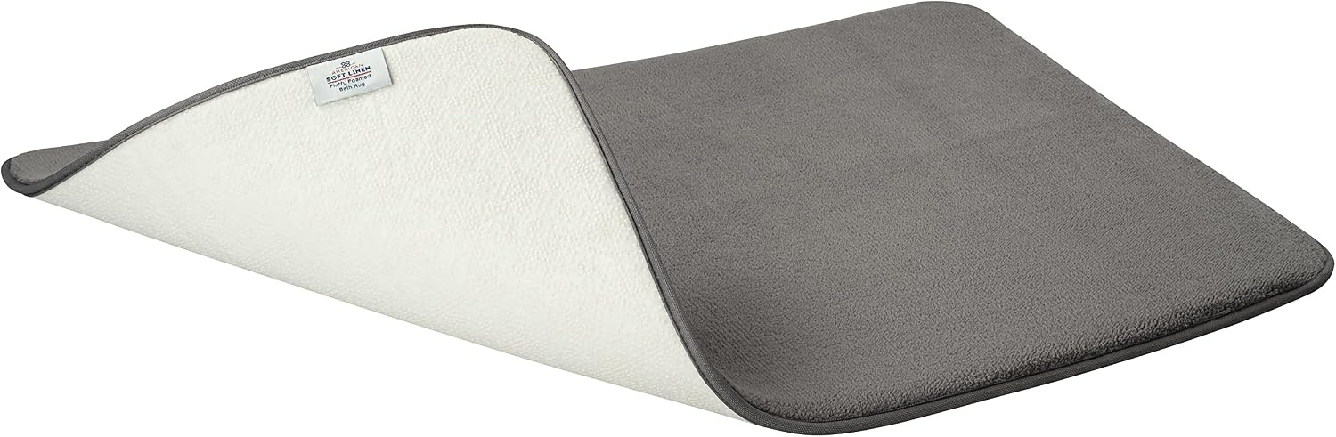 image:imageAmerican Soft Linen Bath Rug 20 in 34 in 100 Cotton Bath Mats Rugs for Bathroom Slip Reducer Washable Shaggy Form Area Rugs Aqua Blue Bath RugDark Gray