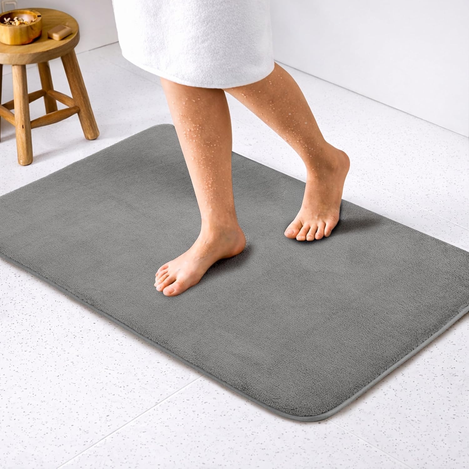 image:imageAmerican Soft Linen Bath Rug 20 in 34 in 100 Cotton Bath Mats Rugs for Bathroom Slip Reducer Washable Shaggy Form Area Rugs Aqua Blue Bath RugDark Gray
