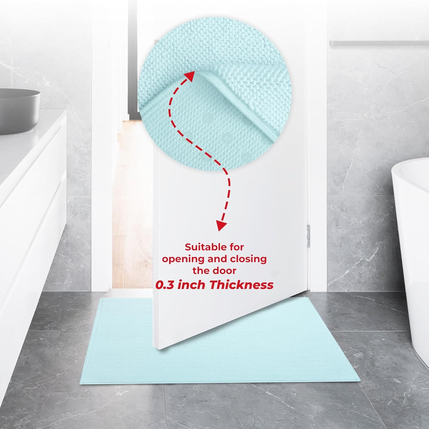 image:imageAmerican Soft Linen Bath Rug 20 in 34 in 100 Cotton Bath Mats Rugs for Bathroom Slip Reducer Washable Shaggy Form Area Rugs Aqua Blue Bath RugDuck Egg Blue