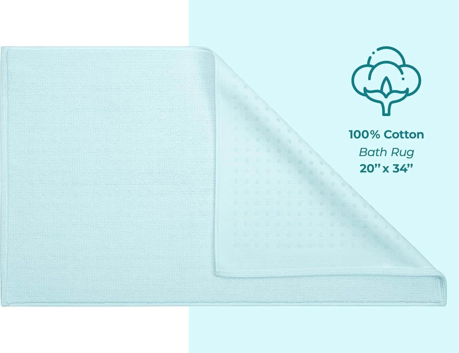image:imageAmerican Soft Linen Bath Rug 20 in 34 in 100 Cotton Bath Mats Rugs for Bathroom Slip Reducer Washable Shaggy Form Area Rugs Aqua Blue Bath RugDuck Egg Blue
