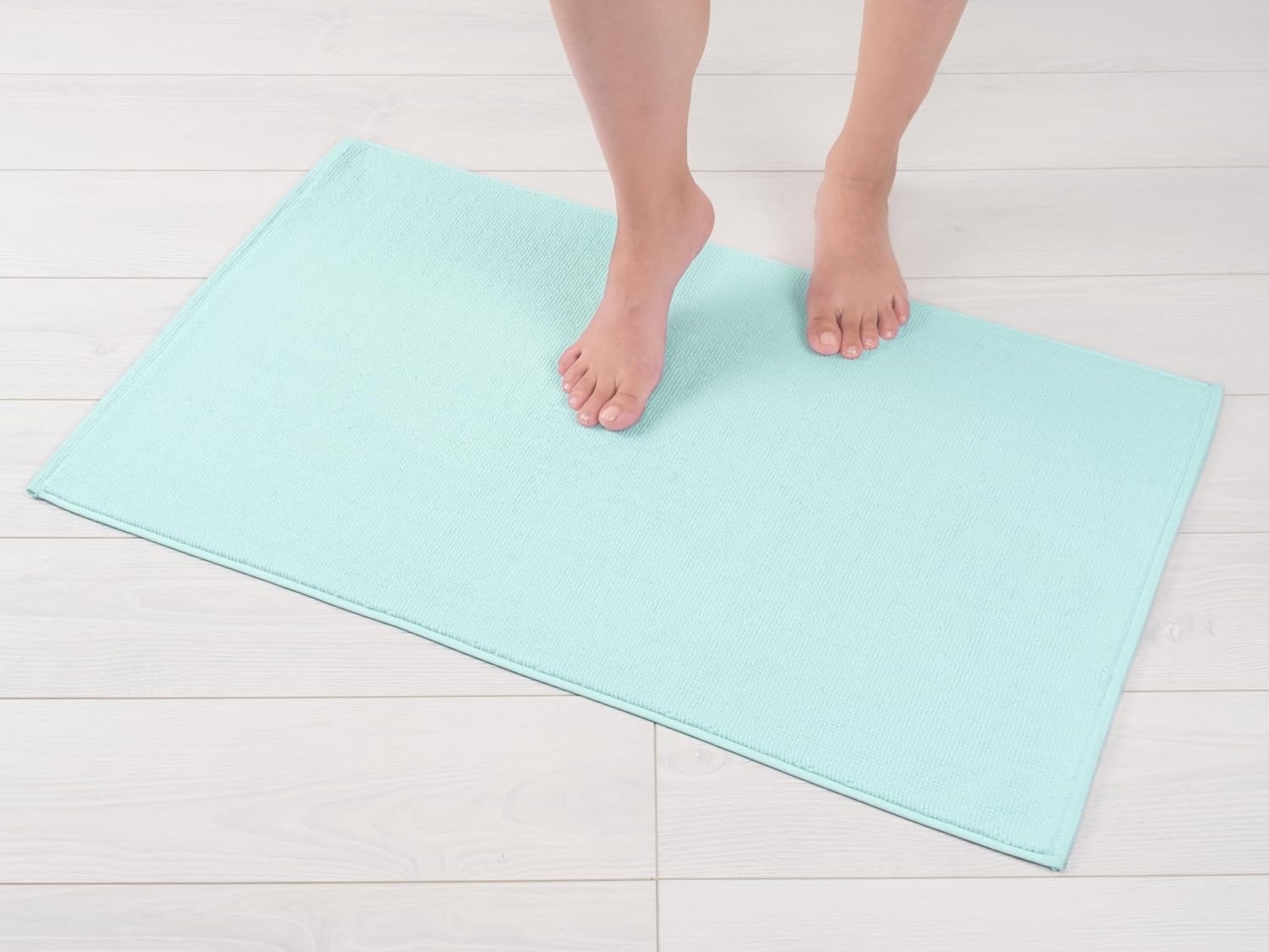 image:imageAmerican Soft Linen Bath Rug 20 in 34 in 100 Cotton Bath Mats Rugs for Bathroom Slip Reducer Washable Shaggy Form Area Rugs Aqua Blue Bath RugDuck Egg Blue
