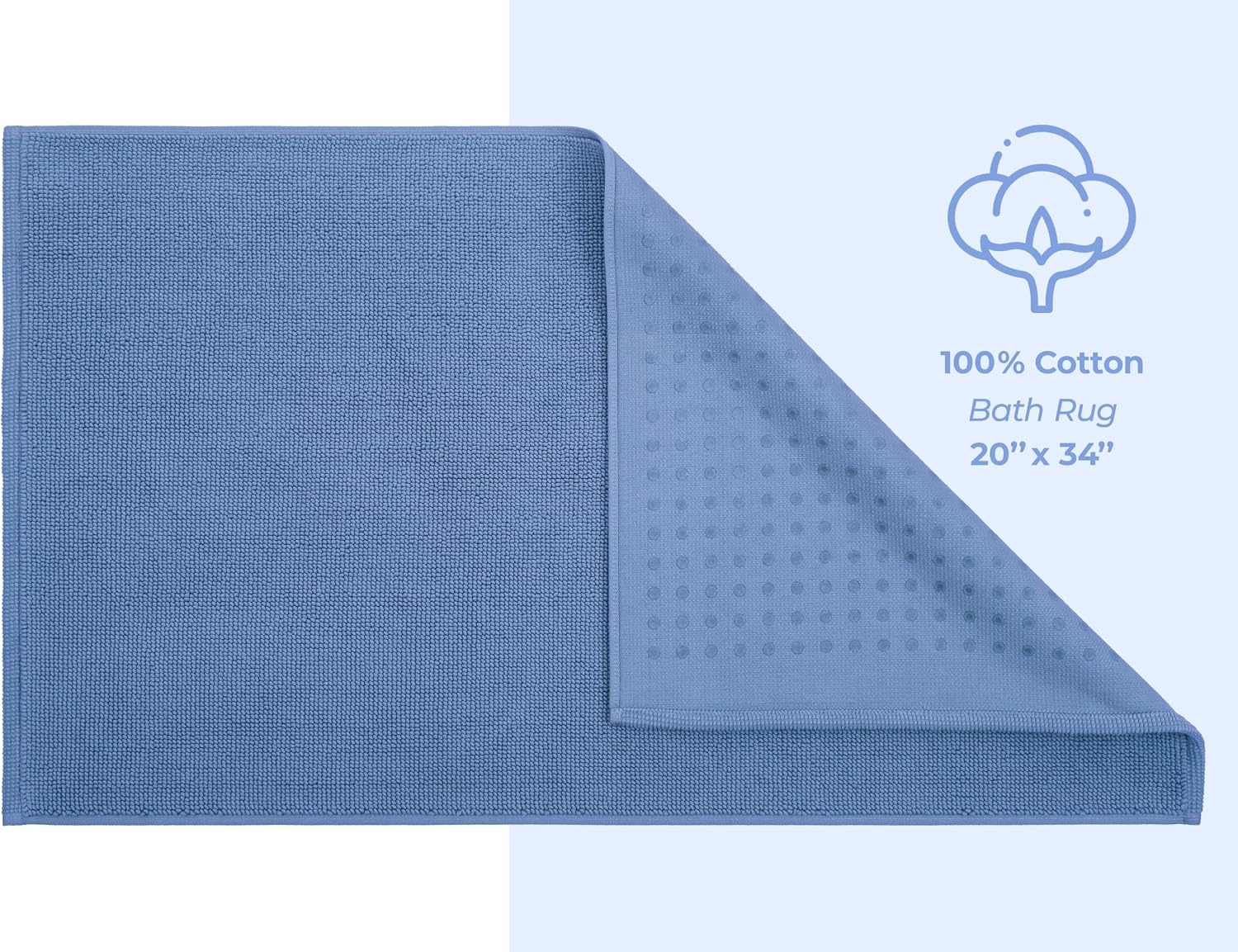 image:imageAmerican Soft Linen Bath Rug 20 in 34 in 100 Cotton Bath Mats Rugs for Bathroom Slip Reducer Washable Shaggy Form Area Rugs Aqua Blue Bath RugElectric Blue