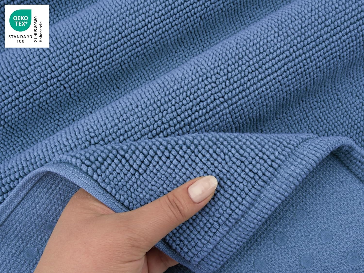 image:imageAmerican Soft Linen Bath Rug 20 in 34 in 100 Cotton Bath Mats Rugs for Bathroom Slip Reducer Washable Shaggy Form Area Rugs Aqua Blue Bath RugElectric Blue