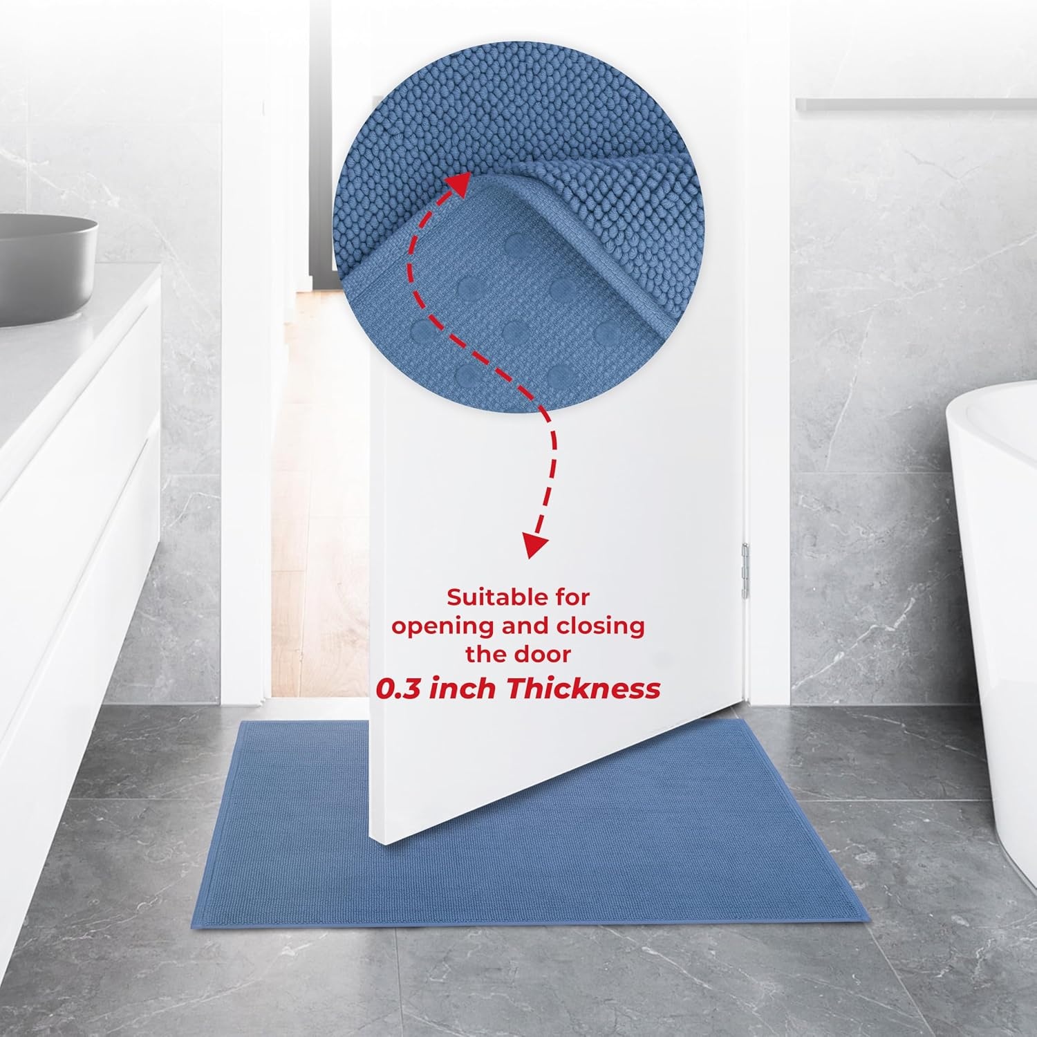 image:imageAmerican Soft Linen Bath Rug 20 in 34 in 100 Cotton Bath Mats Rugs for Bathroom Slip Reducer Washable Shaggy Form Area Rugs Aqua Blue Bath RugElectric Blue