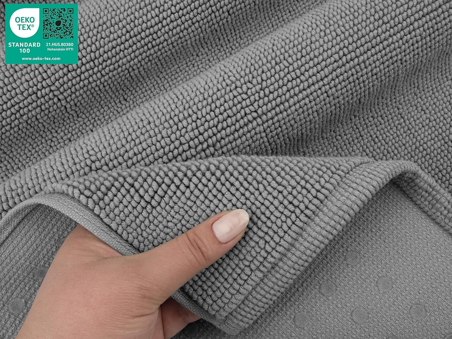 image:imageAmerican Soft Linen Bath Rug 20 in 34 in 100 Cotton Bath Mats Rugs for Bathroom Slip Reducer Washable Shaggy Form Area Rugs Aqua Blue Bath RugLight Grey