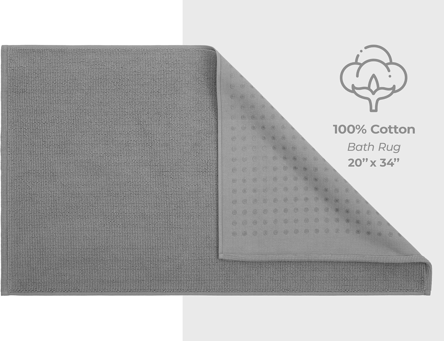 image:imageAmerican Soft Linen Bath Rug 20 in 34 in 100 Cotton Bath Mats Rugs for Bathroom Slip Reducer Washable Shaggy Form Area Rugs Aqua Blue Bath RugLight Grey