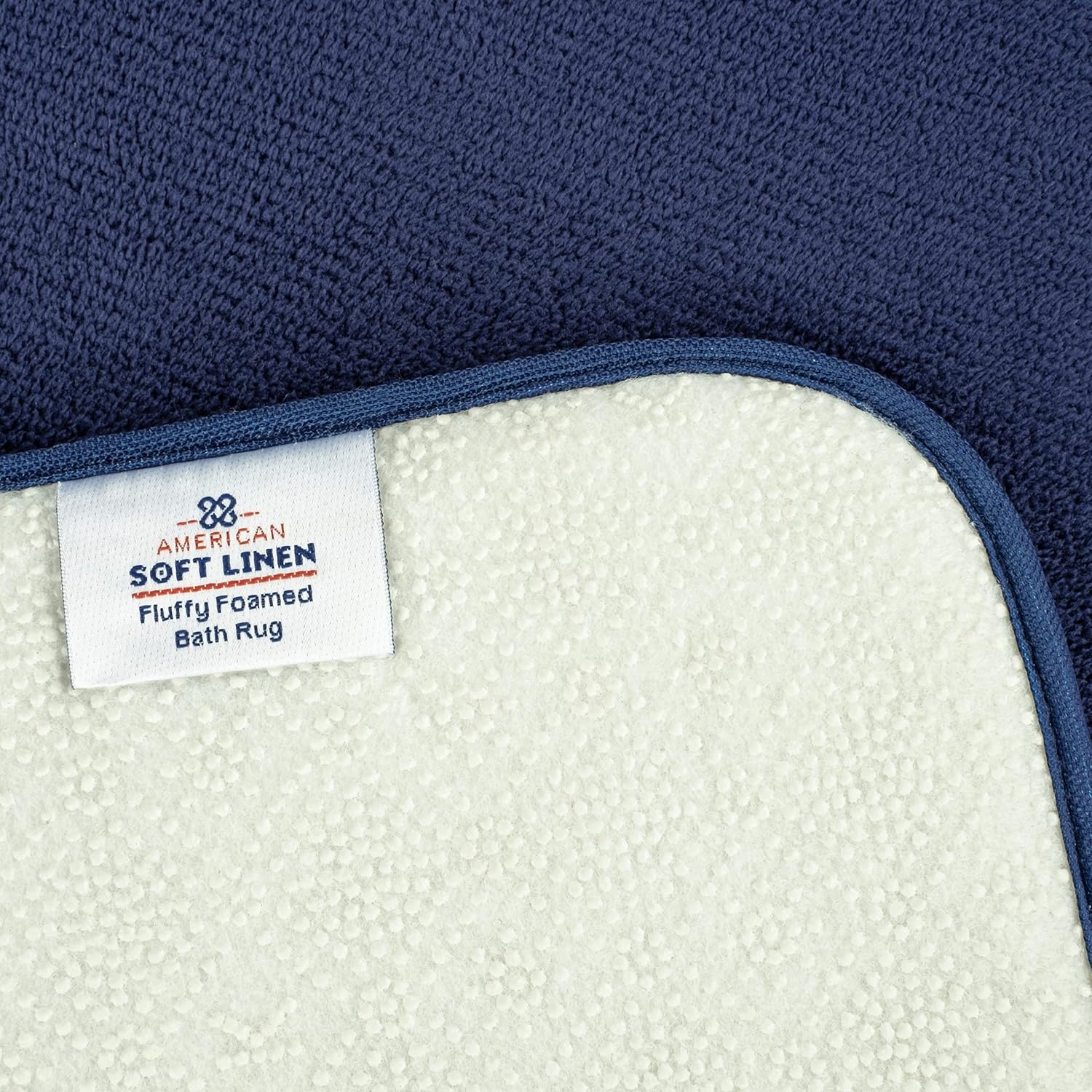 image:imageAmerican Soft Linen Bath Rug 20 in 34 in 100 Cotton Bath Mats Rugs for Bathroom Slip Reducer Washable Shaggy Form Area Rugs Aqua Blue Bath RugNavy Blue