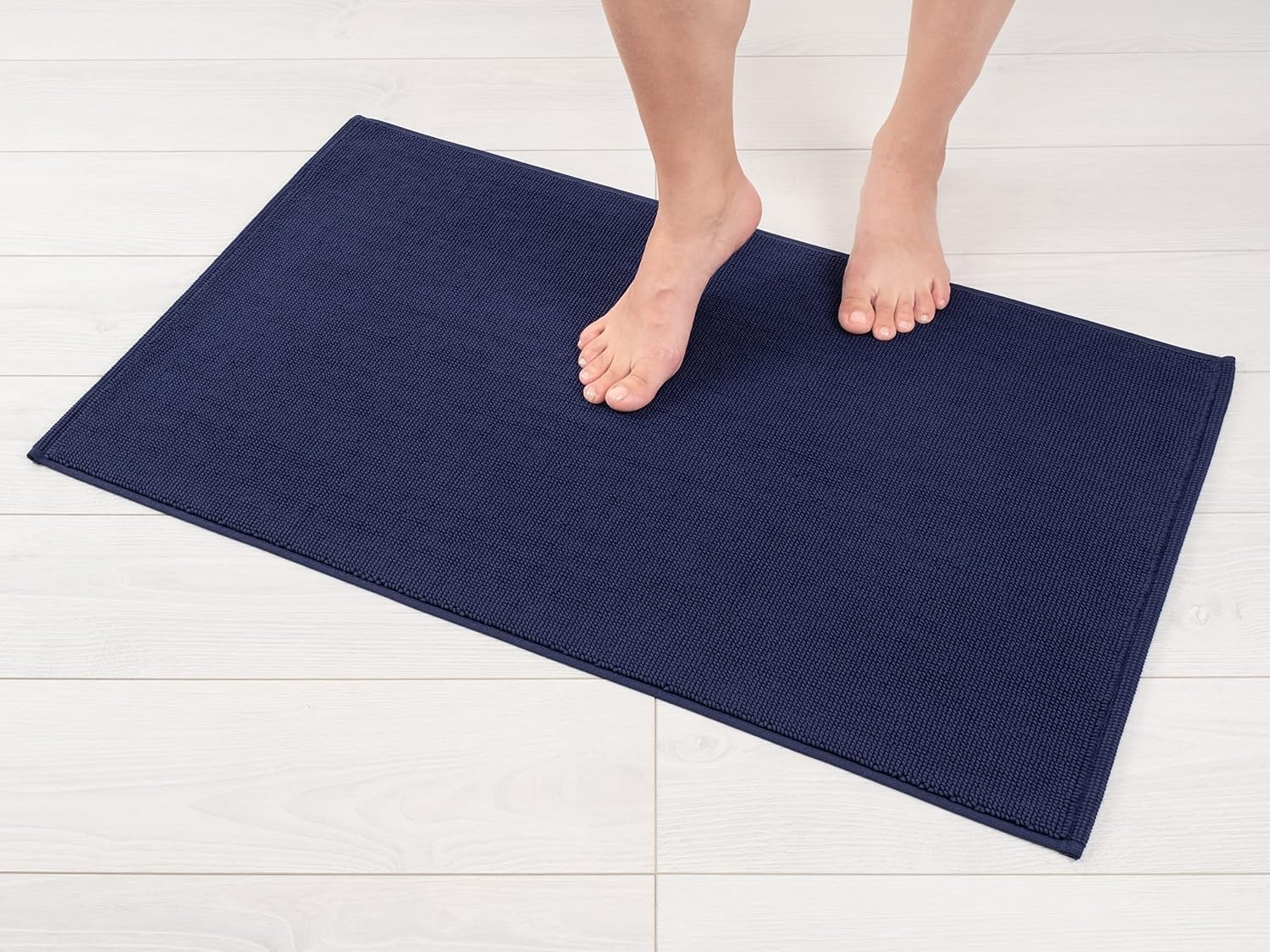 image:imageAmerican Soft Linen Bath Rug 20 in 34 in 100 Cotton Bath Mats Rugs for Bathroom Slip Reducer Washable Shaggy Form Area Rugs Aqua Blue Bath RugNavy Blue