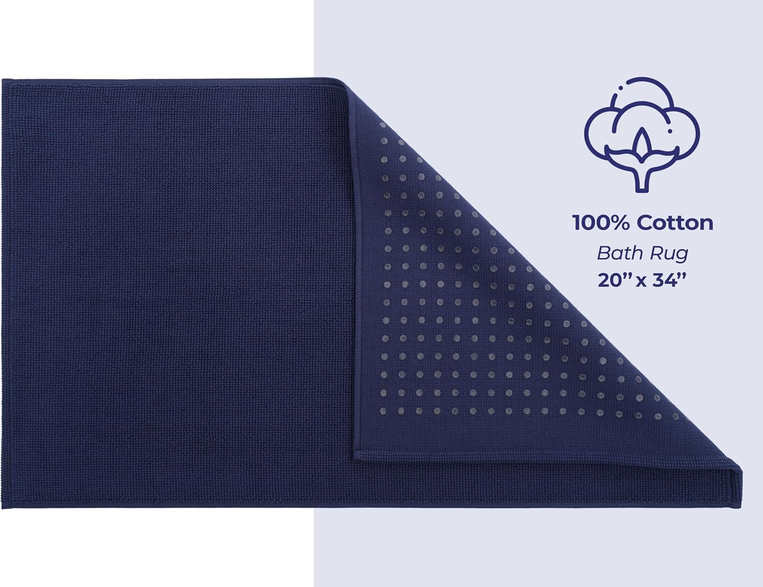 image:imageAmerican Soft Linen Bath Rug 20 in 34 in 100 Cotton Bath Mats Rugs for Bathroom Slip Reducer Washable Shaggy Form Area Rugs Aqua Blue Bath RugNavy Blue