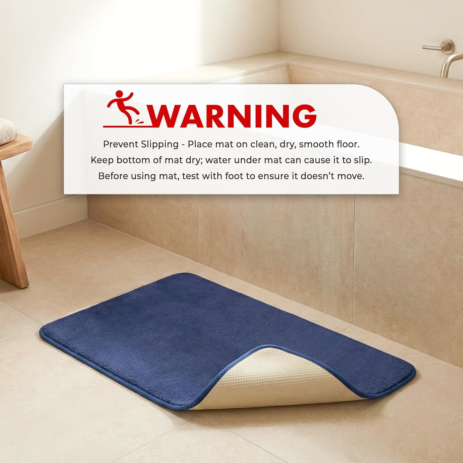 image:imageAmerican Soft Linen Bath Rug 20 in 34 in 100 Cotton Bath Mats Rugs for Bathroom Slip Reducer Washable Shaggy Form Area Rugs Aqua Blue Bath RugNavy Blue