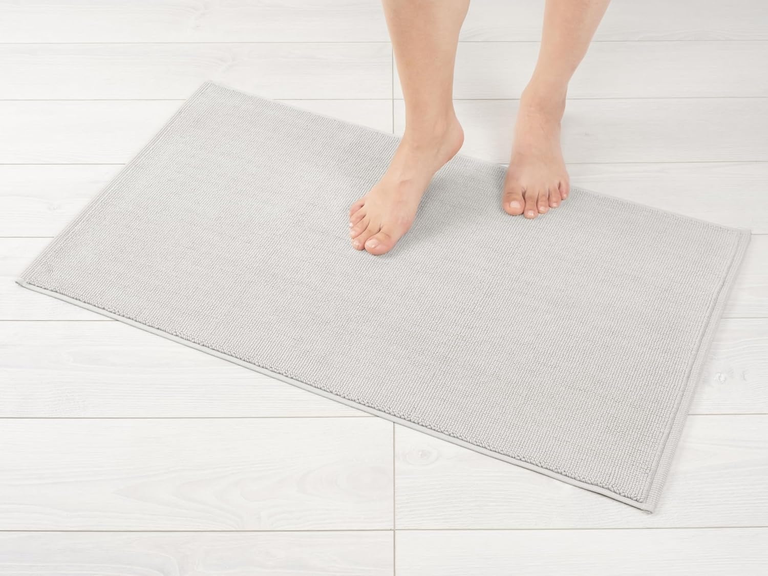 image:imageAmerican Soft Linen Bath Rug 20 in 34 in 100 Cotton Bath Mats Rugs for Bathroom Slip Reducer Washable Shaggy Form Area Rugs Aqua Blue Bath RugSilver Grey