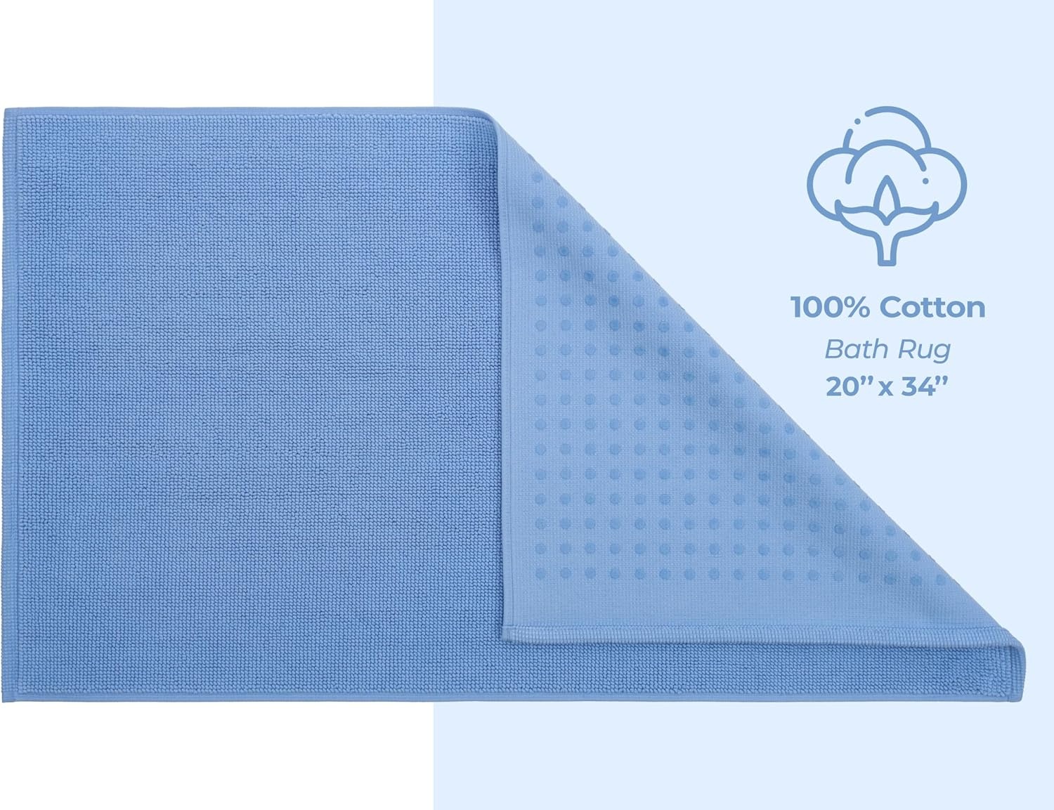 image:imageAmerican Soft Linen Bath Rug 20 in 34 in 100 Cotton Bath Mats Rugs for Bathroom Slip Reducer Washable Shaggy Form Area Rugs Aqua Blue Bath RugSky Blue
