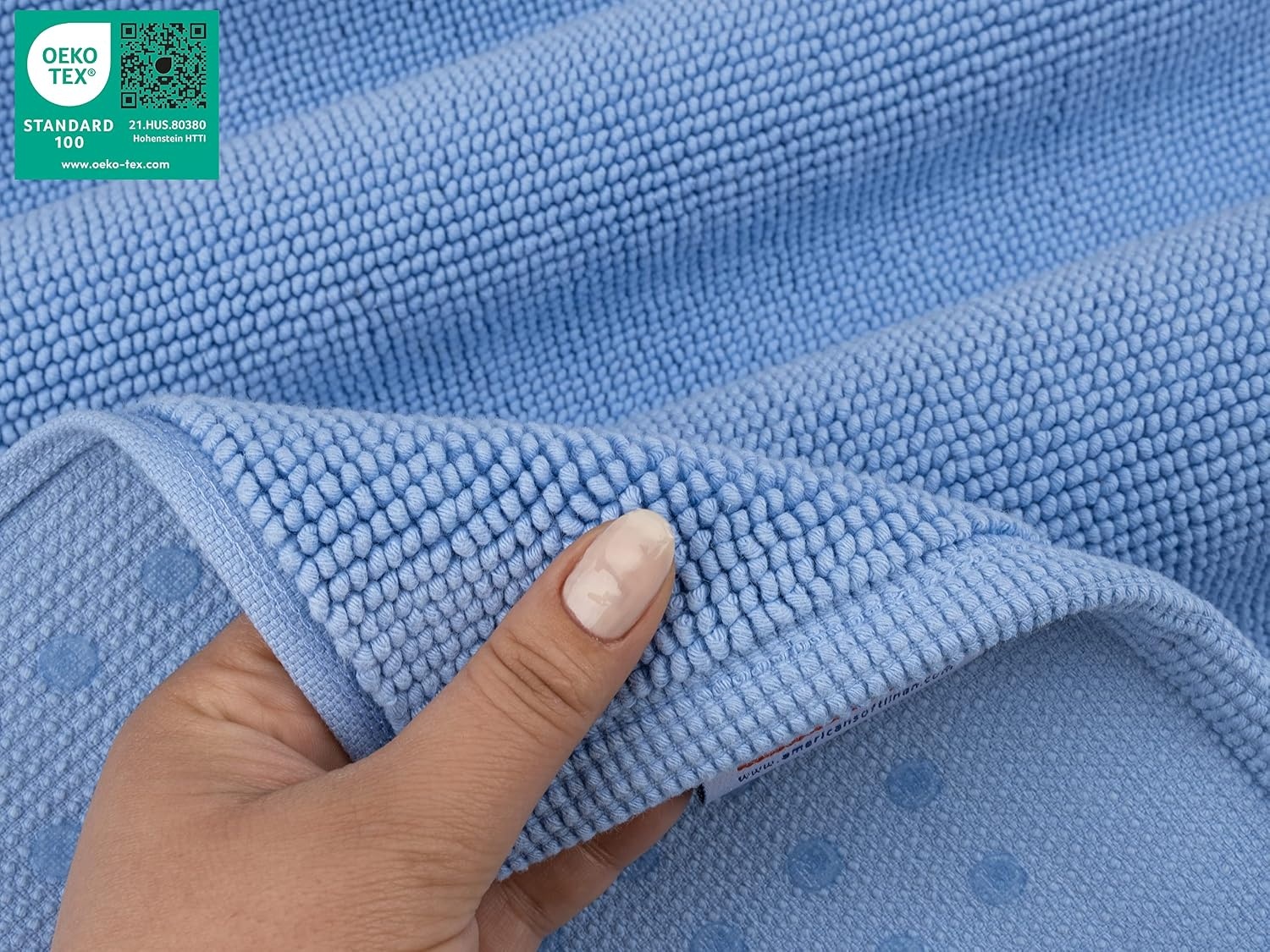 image:imageAmerican Soft Linen Bath Rug 20 in 34 in 100 Cotton Bath Mats Rugs for Bathroom Slip Reducer Washable Shaggy Form Area Rugs Aqua Blue Bath RugSky Blue