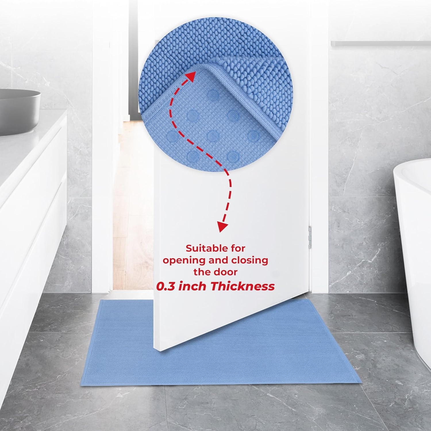 image:imageAmerican Soft Linen Bath Rug 20 in 34 in 100 Cotton Bath Mats Rugs for Bathroom Slip Reducer Washable Shaggy Form Area Rugs Aqua Blue Bath RugSky Blue