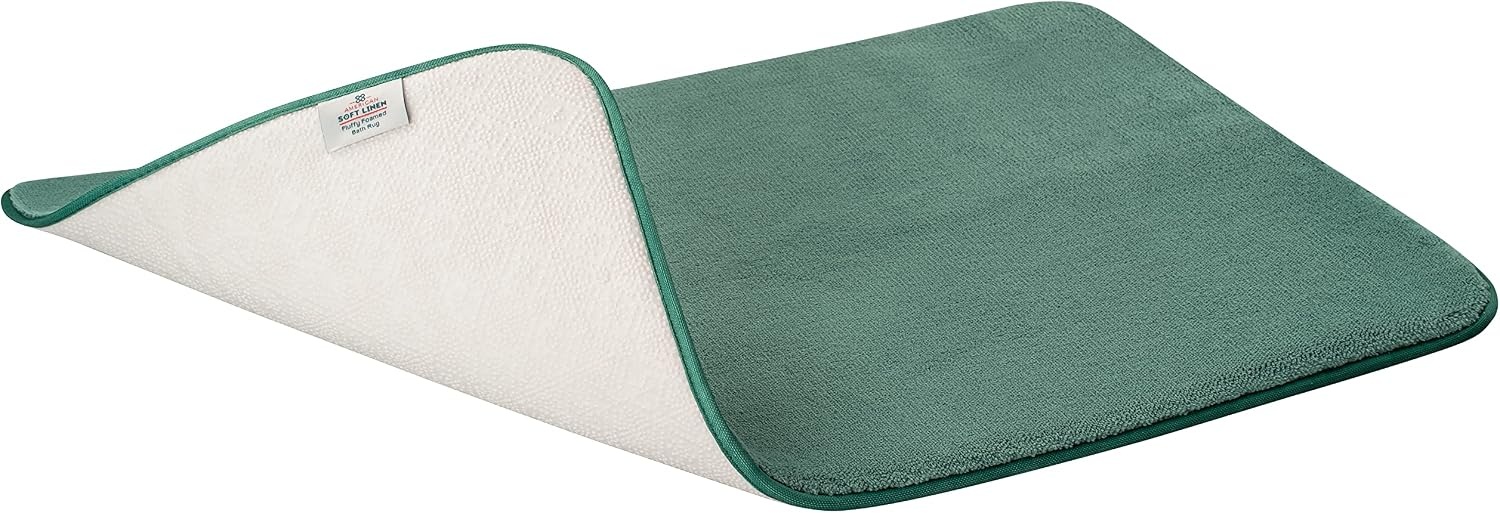 image:imageAmerican Soft Linen Bath Rug 20 in 34 in 100 Cotton Bath Mats Rugs for Bathroom Slip Reducer Washable Shaggy Form Area Rugs Aqua Blue Bath RugTeal