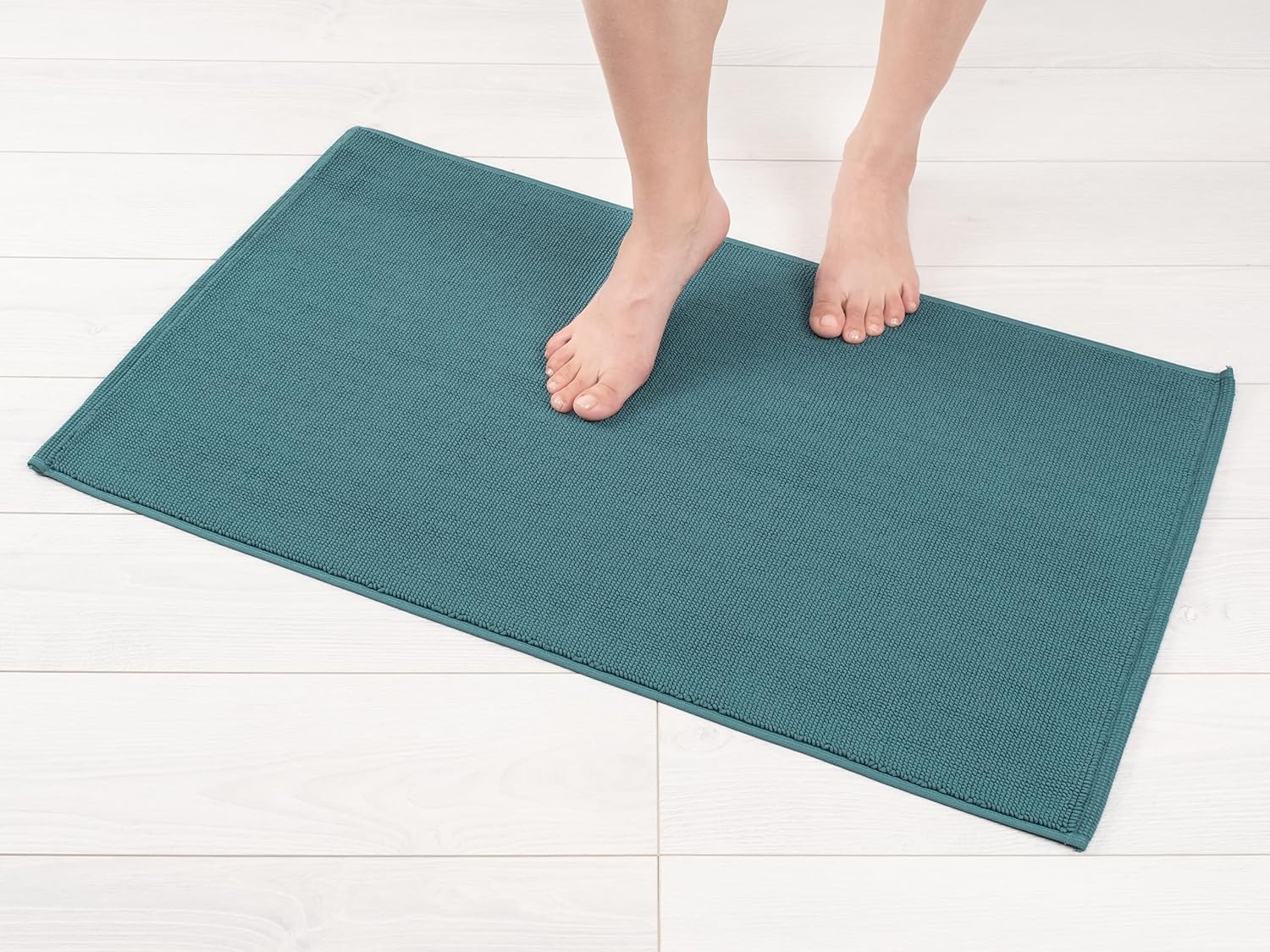 image:imageAmerican Soft Linen Bath Rug 20 in 34 in 100 Cotton Bath Mats Rugs for Bathroom Slip Reducer Washable Shaggy Form Area Rugs Aqua Blue Bath RugTeal