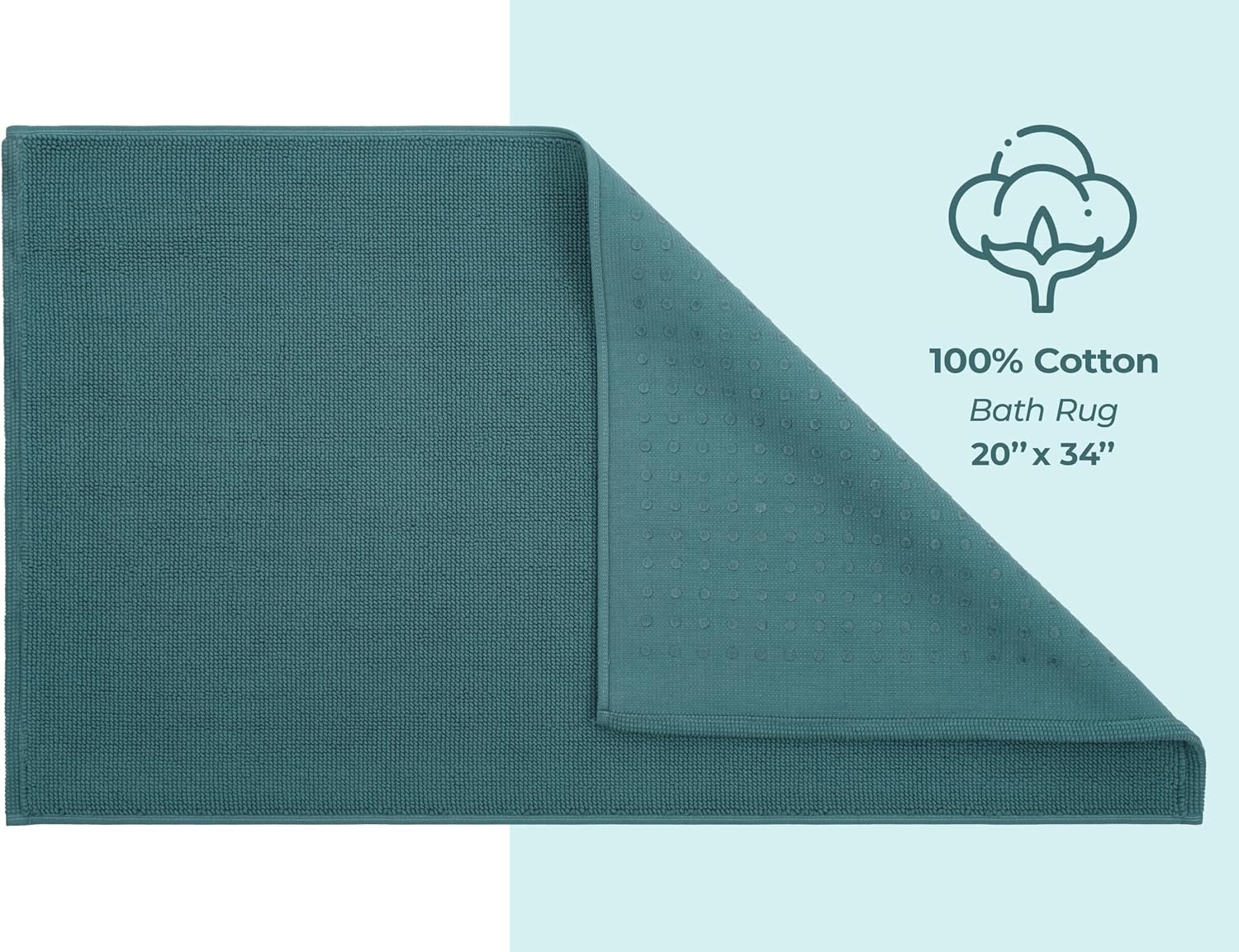 image:imageAmerican Soft Linen Bath Rug 20 in 34 in 100 Cotton Bath Mats Rugs for Bathroom Slip Reducer Washable Shaggy Form Area Rugs Aqua Blue Bath RugTeal