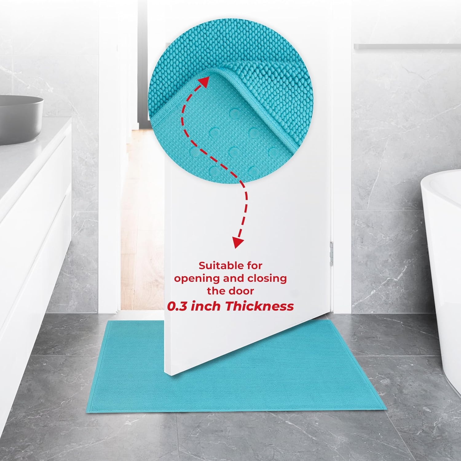 image:imageAmerican Soft Linen Bath Rug 20 in 34 in 100 Cotton Bath Mats Rugs for Bathroom Slip Reducer Washable Shaggy Form Area Rugs Aqua Blue Bath RugTurquoise Blue