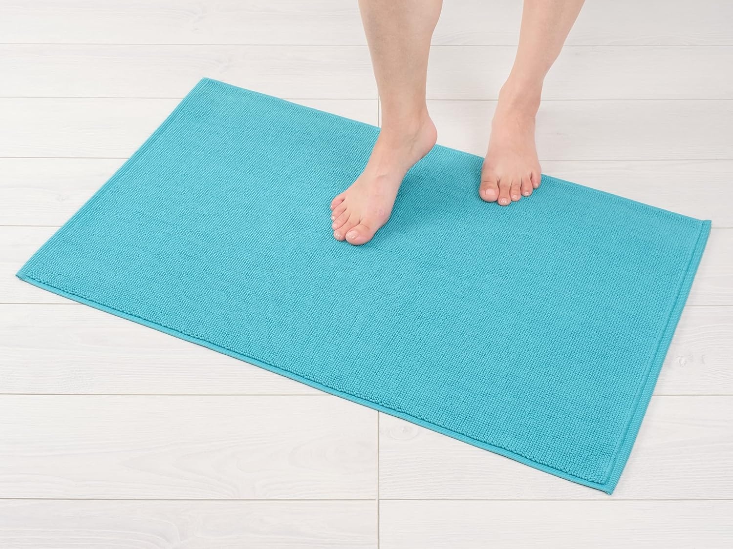 image:imageAmerican Soft Linen Bath Rug 20 in 34 in 100 Cotton Bath Mats Rugs for Bathroom Slip Reducer Washable Shaggy Form Area Rugs Aqua Blue Bath RugTurquoise Blue