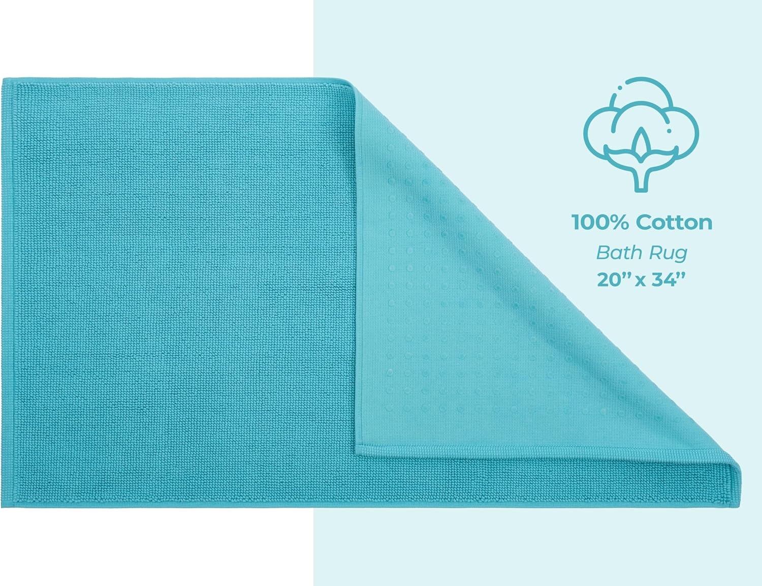 image:imageAmerican Soft Linen Bath Rug 20 in 34 in 100 Cotton Bath Mats Rugs for Bathroom Slip Reducer Washable Shaggy Form Area Rugs Aqua Blue Bath RugTurquoise Blue