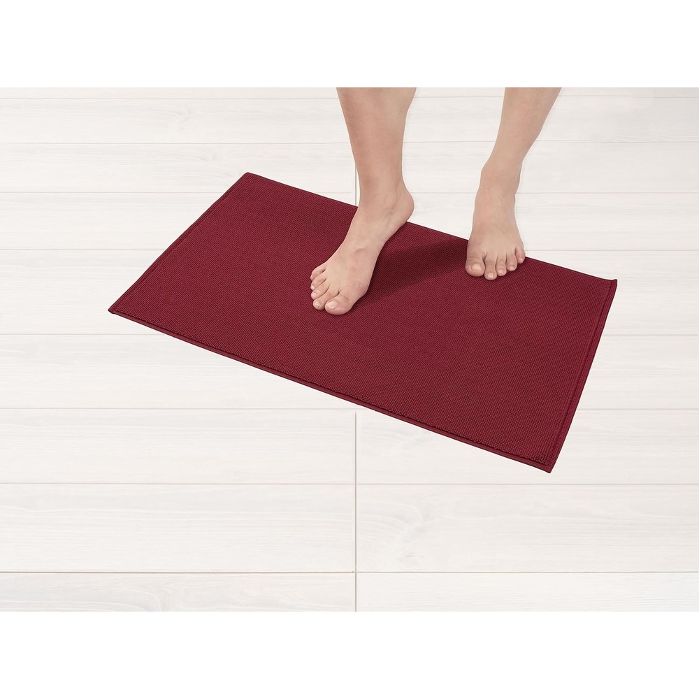 image:imageAmerican Soft Linen Bath Rug 20 in 34 in 100 Cotton Bath Mats Rugs for Bathroom Slip Reducer Washable Shaggy Form Area Rugs Aqua Blue Bath RugBordeaux Red