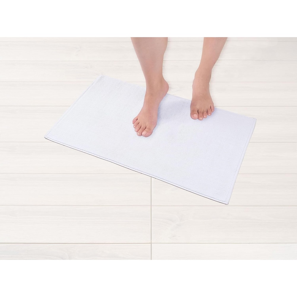 image:imageAmerican Soft Linen Bath Rug 20 in 34 in 100 Cotton Bath Mats Rugs for Bathroom Slip Reducer Washable Shaggy Form Area Rugs Aqua Blue Bath RugBright White
