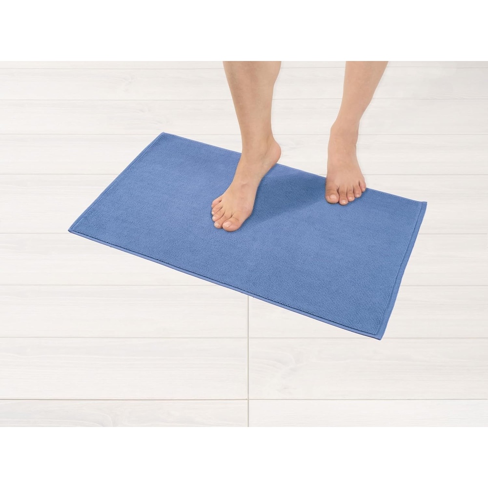 image:imageAmerican Soft Linen Bath Rug 20 in 34 in 100 Cotton Bath Mats Rugs for Bathroom Slip Reducer Washable Shaggy Form Area Rugs Aqua Blue Bath RugElectric Blue