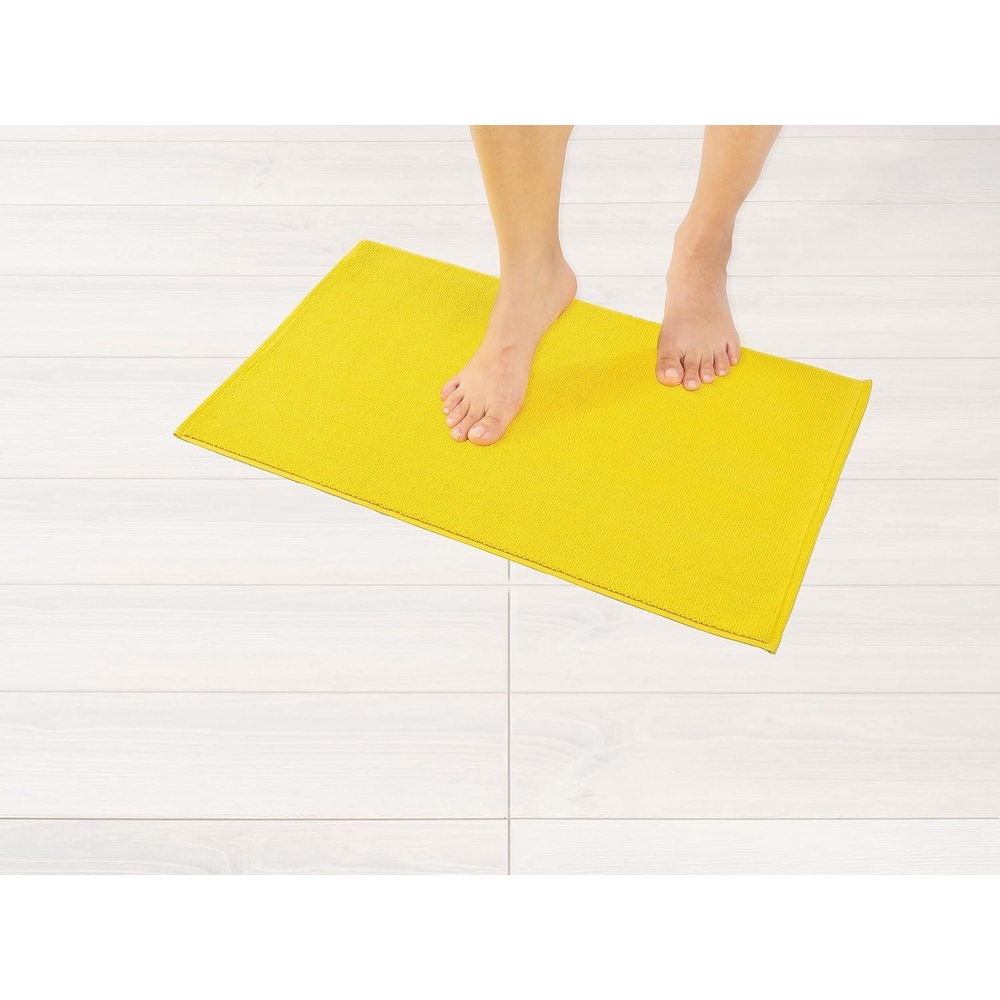 image:imageAmerican Soft Linen Bath Rug 20 in 34 in 100 Cotton Bath Mats Rugs for Bathroom Slip Reducer Washable Shaggy Form Area Rugs Aqua Blue Bath RugLemon Yellow