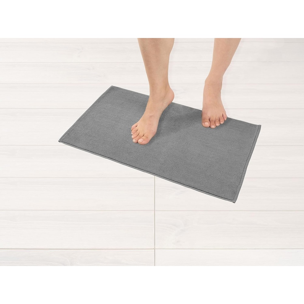 image:imageAmerican Soft Linen Bath Rug 20 in 34 in 100 Cotton Bath Mats Rugs for Bathroom Slip Reducer Washable Shaggy Form Area Rugs Aqua Blue Bath RugLight Grey