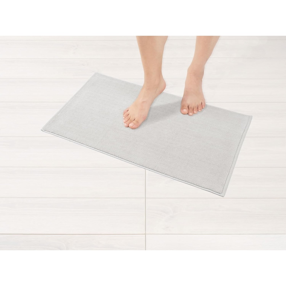 image:imageAmerican Soft Linen Bath Rug 20 in 34 in 100 Cotton Bath Mats Rugs for Bathroom Slip Reducer Washable Shaggy Form Area Rugs Aqua Blue Bath RugSilver Grey