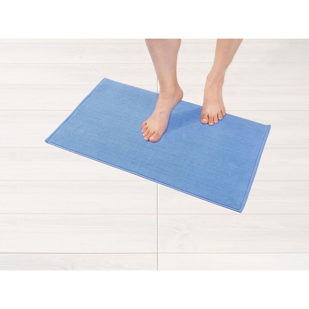 image:imageAmerican Soft Linen Bath Rug 20 in 34 in 100 Cotton Bath Mats Rugs for Bathroom Slip Reducer Washable Shaggy Form Area Rugs Aqua Blue Bath RugSky Blue