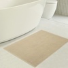 American Soft Linen Bath Rug, 20 in 34 in 100% Cotton Bath Mats Rugs for Bathroom, Slip Reducer Washable Shaggy Form Area Rugs, Aqua Blue Bath Rug(Beige)