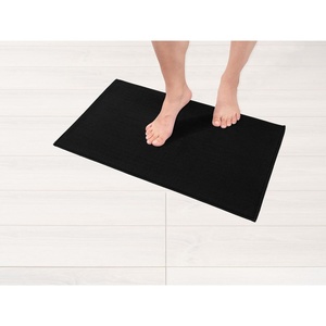 American Soft Linen Bath Rug, 20 in 34 in 100% Cotton Bath Mats Rugs for Bathroom, Slip Reducer Washable Shaggy Form Area Rugs, Aqua Blue Bath Rug(Black)