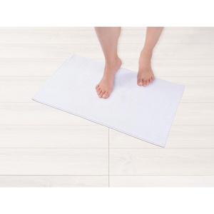 American Soft Linen Bath Rug, 20 in 34 in 100% Cotton Bath Mats Rugs for Bathroom, Slip Reducer Washable Shaggy Form Area Rugs, Aqua Blue Bath Rug(Bright White)