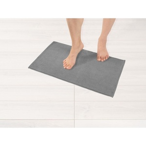 American Soft Linen Bath Rug, 20 in 34 in 100% Cotton Bath Mats Rugs for Bathroom, Slip Reducer Washable Shaggy Form Area Rugs, Aqua Blue Bath Rug(Light Grey)