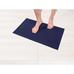 American Soft Linen Bath Rug, 20 in 34 in 100% Cotton Bath Mats Rugs for Bathroom, Slip Reducer Washable Shaggy Form Area Rugs, Aqua Blue Bath Rug(Navy Blue)