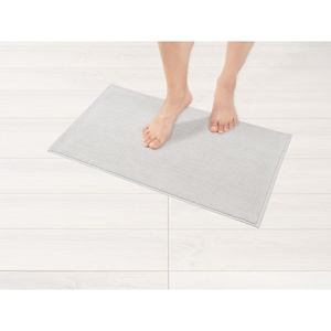 American Soft Linen Bath Rug, 20 in 34 in 100% Cotton Bath Mats Rugs for Bathroom, Slip Reducer Washable Shaggy Form Area Rugs, Aqua Blue Bath Rug(Silver Grey)