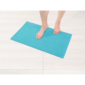 American Soft Linen Bath Rug, 20 in 34 in 100% Cotton Bath Mats Rugs for Bathroom, Slip Reducer Washable Shaggy Form Area Rugs, Aqua Blue Bath Rug(Turquoise Blue)
